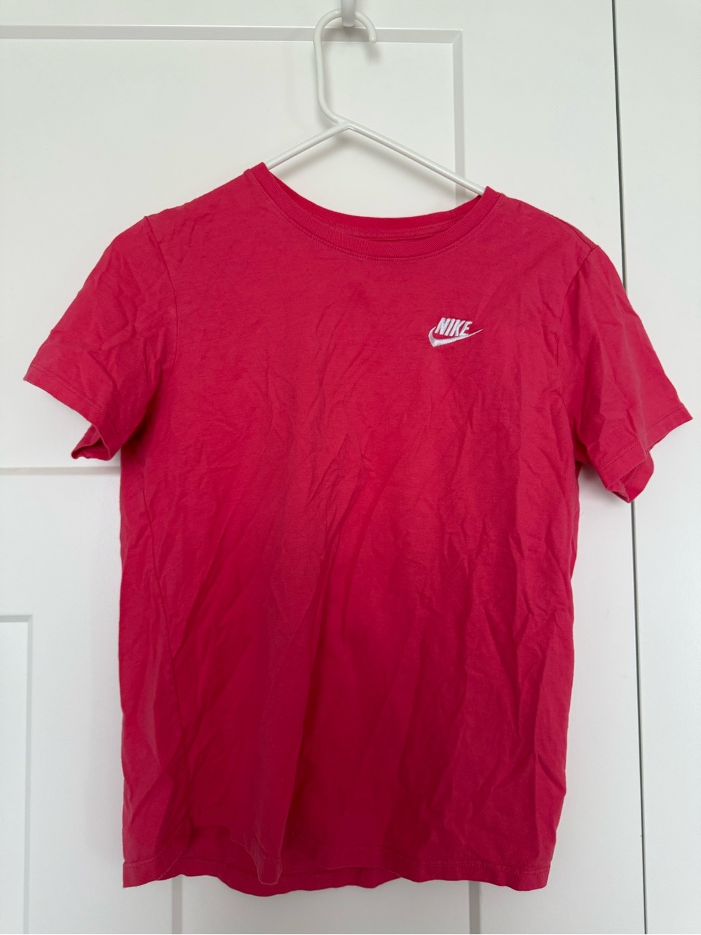 Nike Hot Pink Short Sleeve Crew Tee with White Swoosh